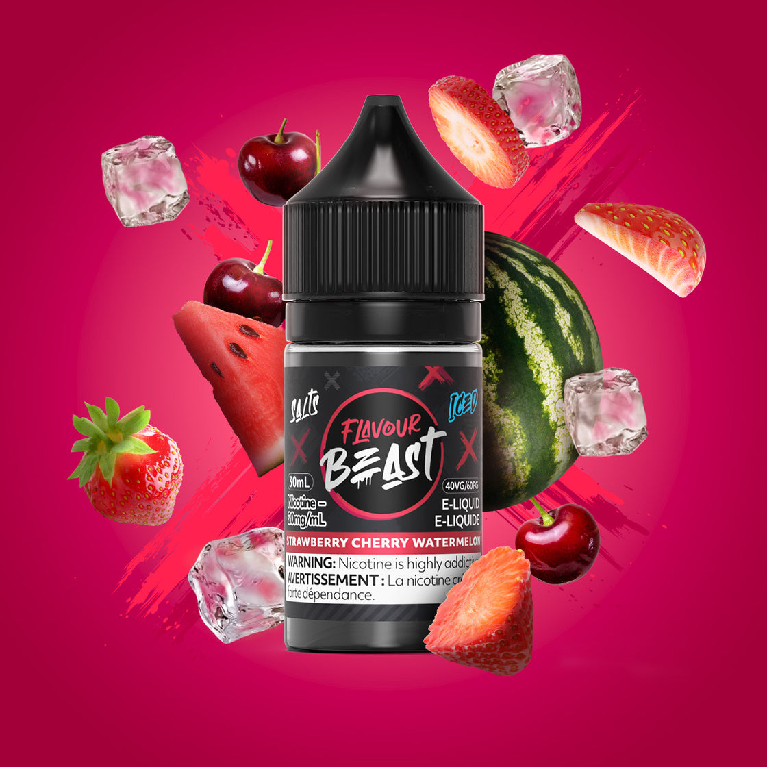 Strawberry Cherry Watermelon Iced - Flavour Beast Salt 30mL