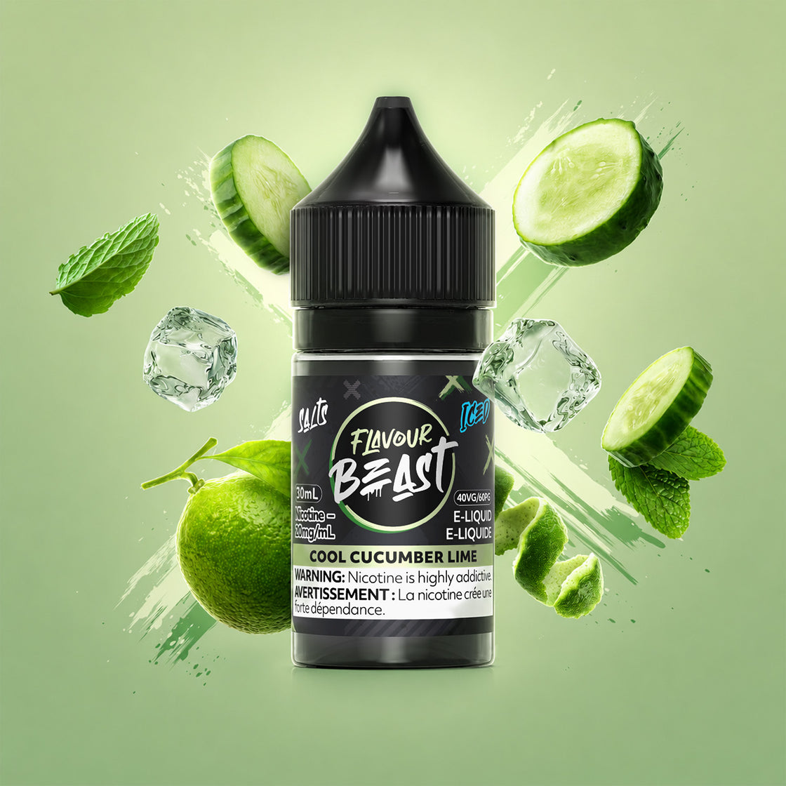 Flavour Beast Classic Cool Cucumber Lime Iced 20mg 30mL salt nic e-juice bottle - Futuristic Vapes, Delta BC