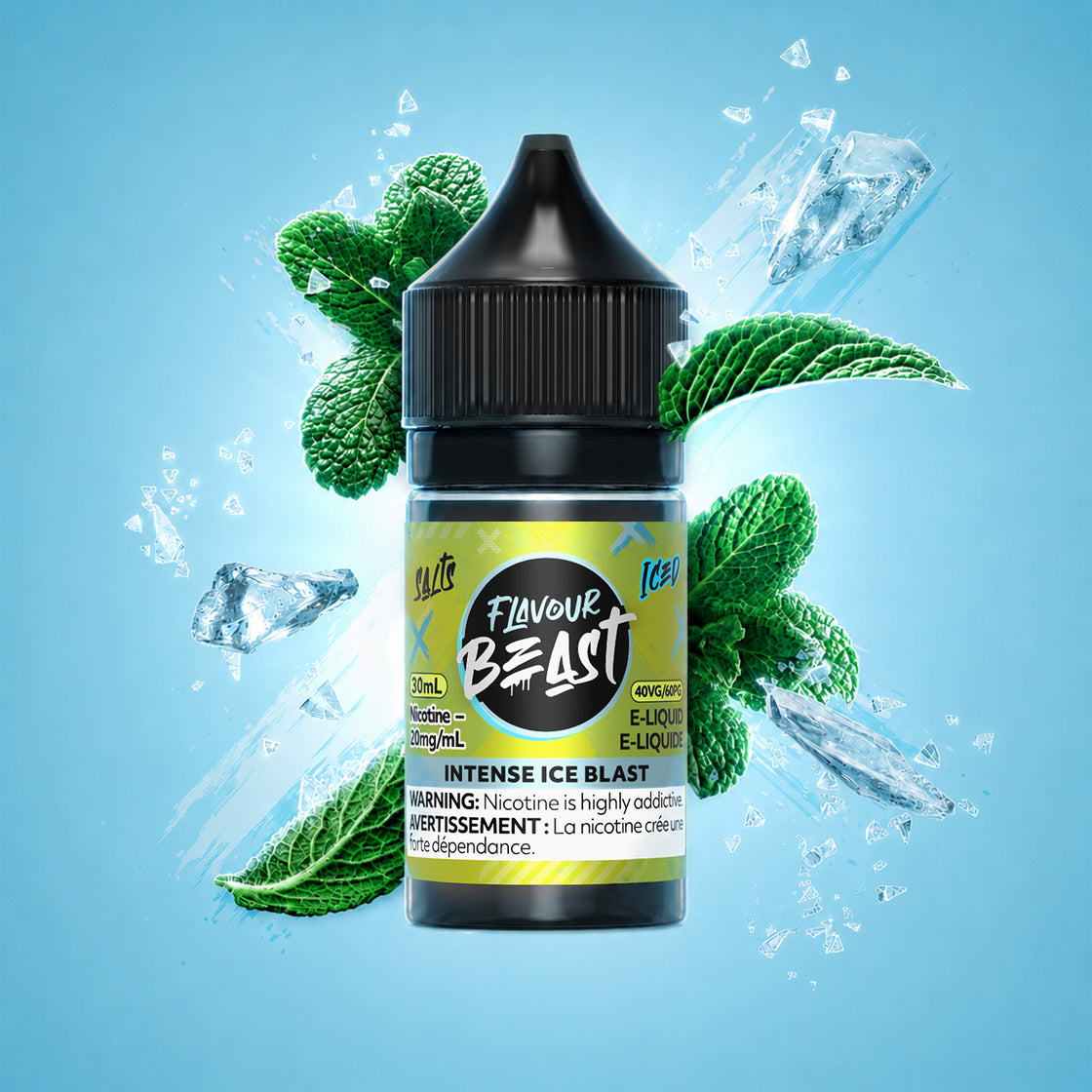 Flavour Beast Classic Intense Ice Blast 20mg 30mL salt nic e-juice bottle - Futuristic Vapes, Delta BC