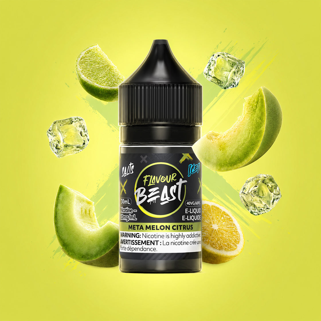 Flavour Beast Classic Meta Melon Citrus Iced 20mg 30mL salt nic e-juice bottle - Futuristic Vapes, Delta BC