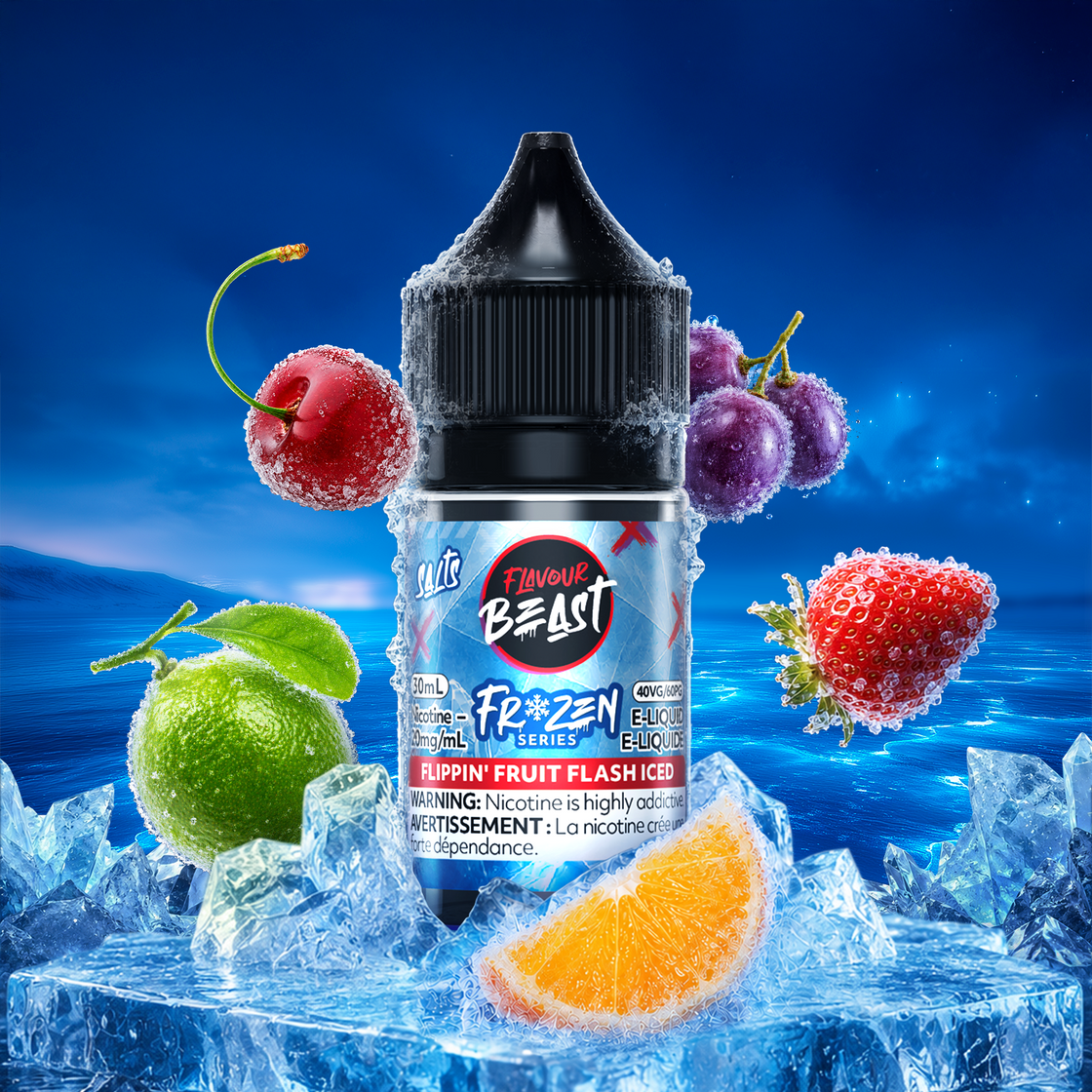 Flavour Beast Frozen Flippin' Fruit Flash Iced 30mL salt nic e-juice bottle