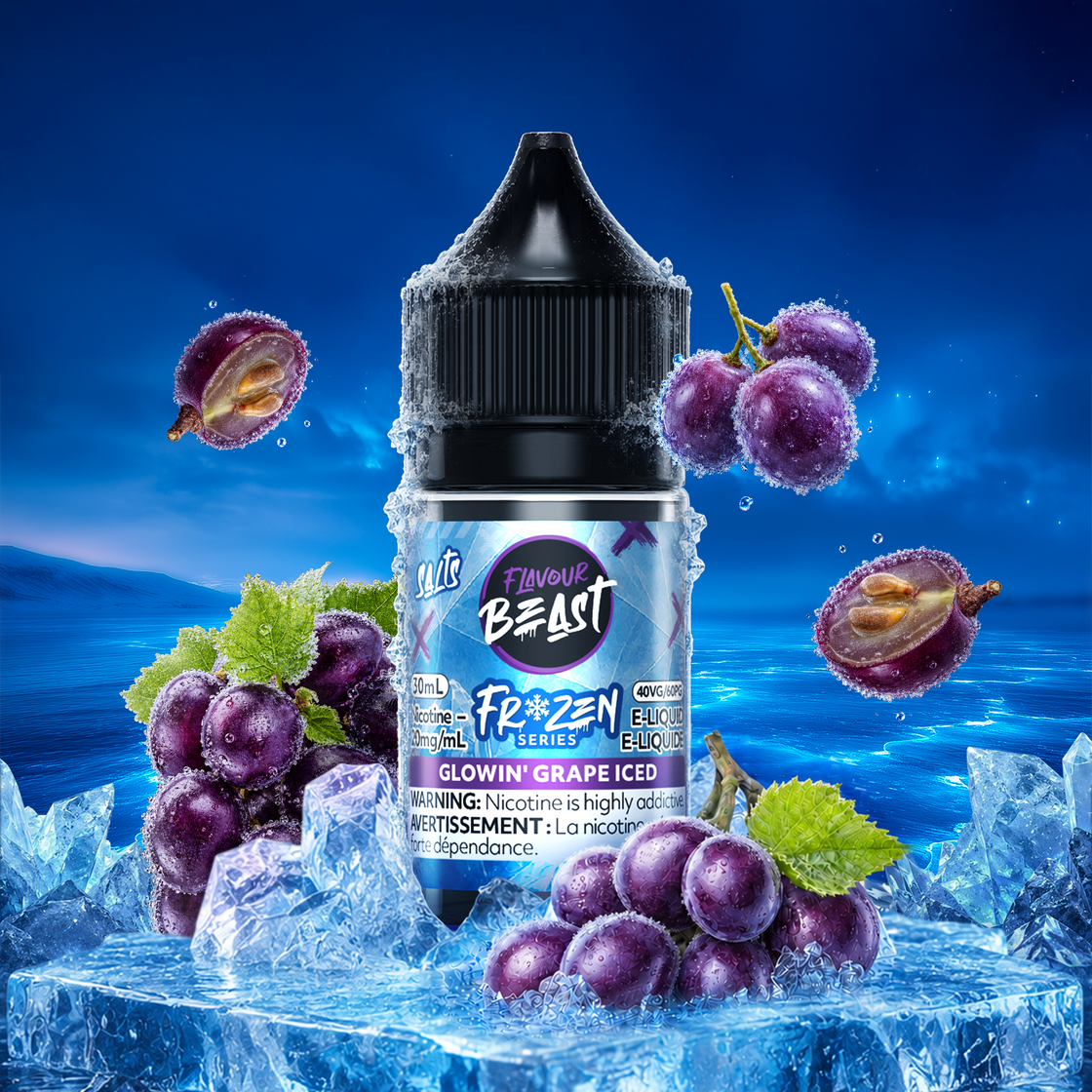 Flavour Beast Frozen Glowin' Grape Iced 30mL salt nic e-juice bottle