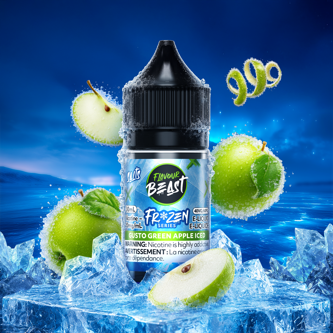Flavour Beast Frozen Gusto Green Apple Iced 30mL salt nic e-juice bottle