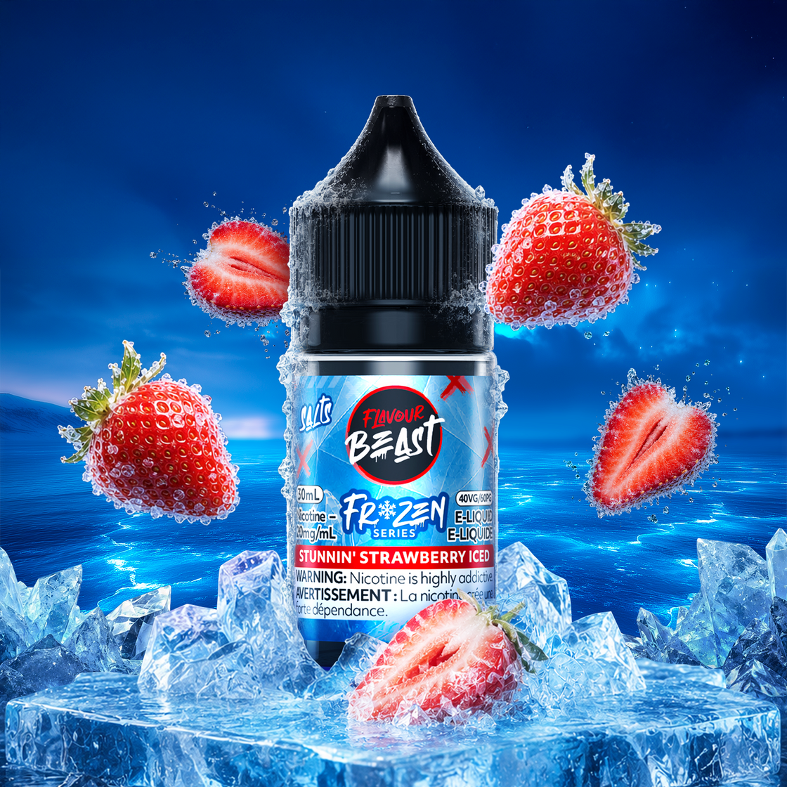Flavour Beast Frozen Stunnin' Strawberry Iced 30mL salt nic e-juice bottle